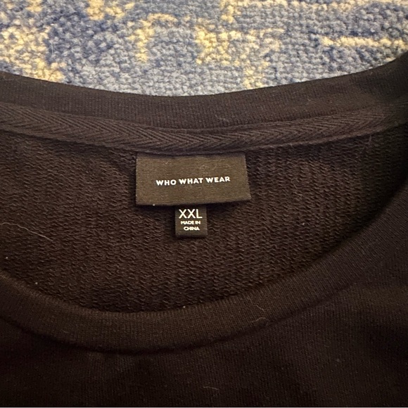 Who What Wear long sleeve peplum top with cinching waist black plus size - Picture 5 of 6